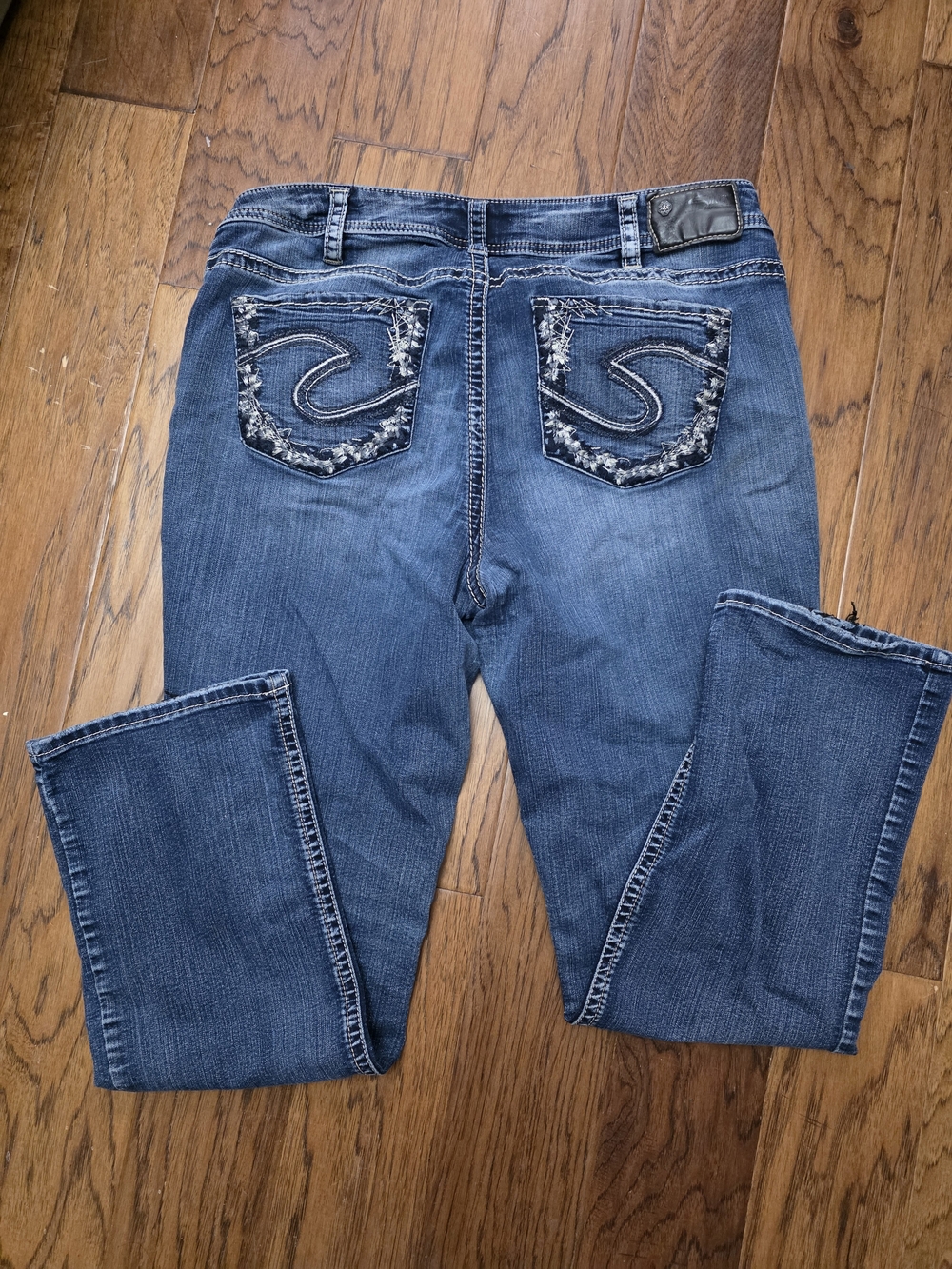Silver Jeans Women's Dark Blue Embroidered Back-Pocket Bootcut Jeans